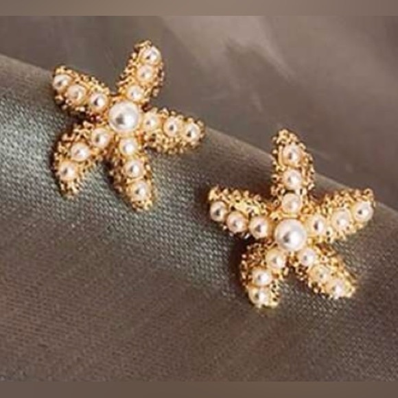 Fashion Jewelry Jewelry - Gold Starfish Pearl Earrings